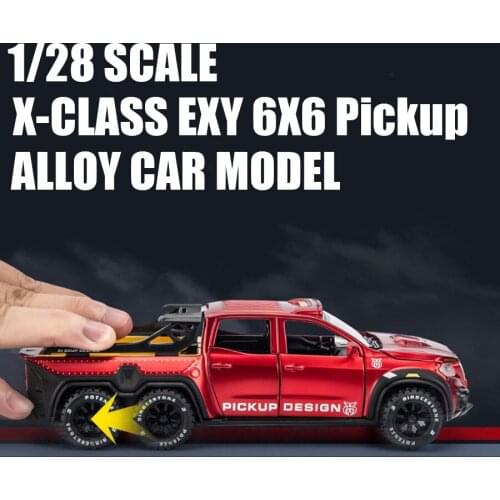 High Simulation 1/28 Alloy X-CLASS EXY 6X6 Pickup Metal Toy Car Model Sound Light Pull Back For Boys Toys Free Shipping