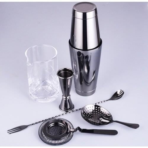 Premium 6 Piece Bar Set Boston Cocktail Shaker Bartending Set Including Mixing Glass