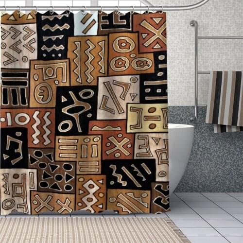 Custom African Ethnic Flower Pattern Shower Curtains DIY Bathroom Curtain Fabric Washable Polyester for Bathtub Art Decor