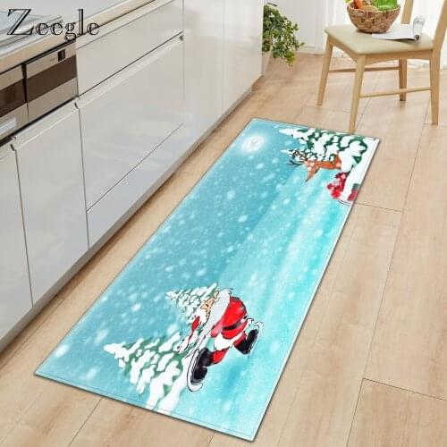 Zeegle Long Doomat Christmas Home Decoration Carpet Anti-slip Kitchen Floor Mat Water Absorbent Bath Mat Entrance Soft Mat