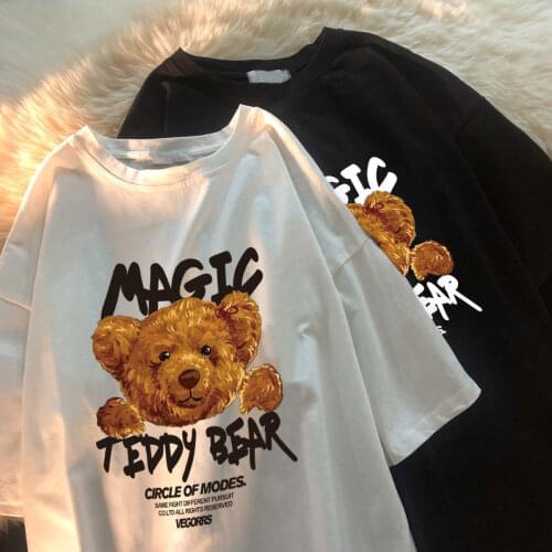 Woman Tshirt Goth Y2k Harajuku Punk T shirt Cartoon Streetwear Vintage Print Bear Print Short Sleeve Clothes Female T shirt Tops