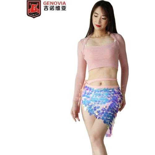 NEW Women Belly Dance Costumes Dancewear 2pcs set Blouse+Mermaid Sequins Skirt Ladies Nightclub DJ Dancewear Costume