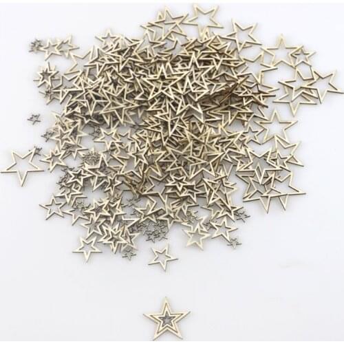 100 Pcs Hollow Stars Pattern Wooden Scrapbooking Art Collection Craft for Handmade Accessory Sewing Home Decoration