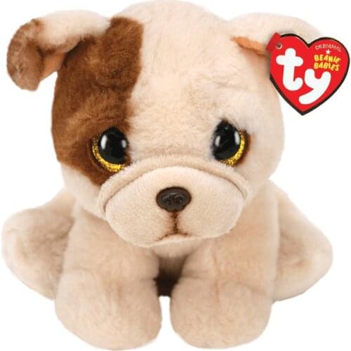 15 CM Ty Beanie Big Eyes Brown Houghie Tan Pug Baby Plush Toy Stuffed Dog Doll Accompany Sleeping Children Birthday Gift