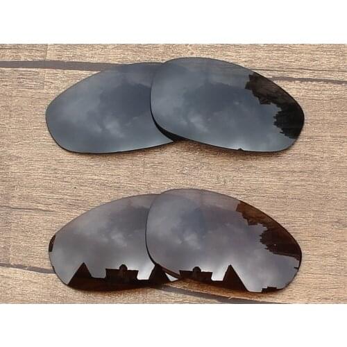 Vonxyz 2 Pairs Stealth Black & Bronze Brown Polycarbonate Replacement Lenses for-Oakley Juliet Frame