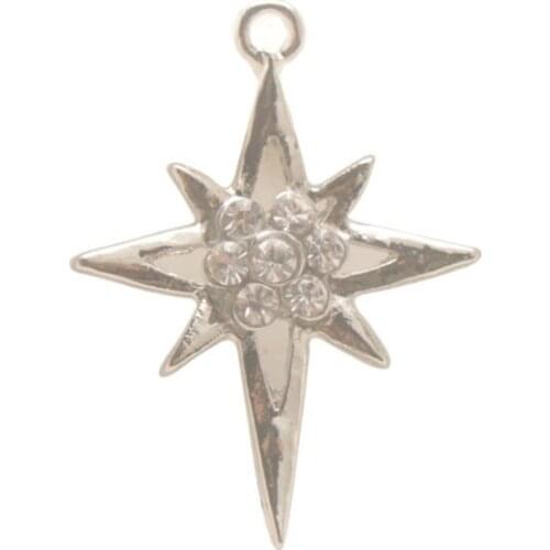 20PCS Mixed Lots of Silver Color Tone Rhinestone Charm Pendants