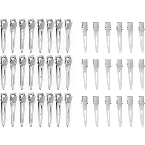 24Pcs Single Prong Curl Duckbill Hair Clips Silver Sectioning Alligator Hairpins