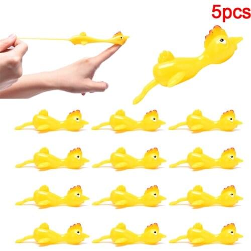 5Pcs Catapult Turkey Funny Toy Set Chick Soft Rubber Launch Slingshot Yellow Chicken New Strange Toy Student Gift Decompression