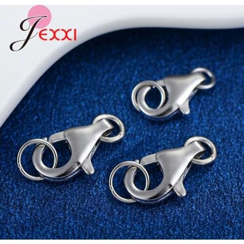 50PCS/Lot Jewelry Findings 925 Sterling Silver Lobster Clasp Fittings Connector Components for Women DIY Accessory