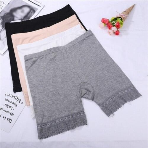 Anti-Light Safety Shorts Seamless Lace Safety Pants Women Underwear Mid-Waist Plus Size Panties