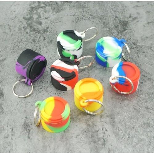 Nonstick wax containers silicone box Smoking Accessories 6ml silicone jars dab tool storage with keychain SN1219