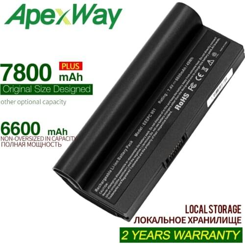 ApexWay 7.4V 6600mAh Laptop Battery for ASUS Eee PC 1000 1000H 1000HE 1000HA 1000HD 1000HG 901 904HD AL23-901 AL24-1000 AP23-901
