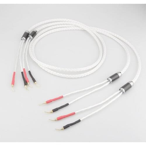 Audiocrast 8AG Silver Plated 16 Stands HIFI OCC Speaker Cable With 2mm Pin Banana Plug Loudspeaker Cable