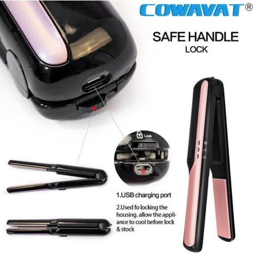 USB Straightening Wireless Hair Straightener Rechargeable Adjustable Temperature Flat Iron Portable Salon Hair Styling Tools