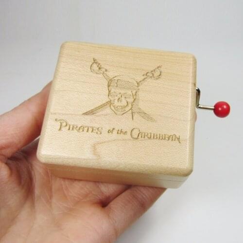 Handmade smilelife Wood music box Pirates of the Caribbean melody Davy Jones brand gift birthday wedding Christmas and new year