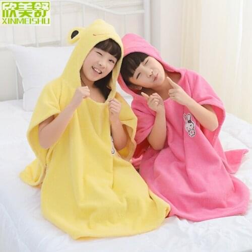 Child 100% cotton with a hood bath towel cartoon bathrobe hooded bathrobe