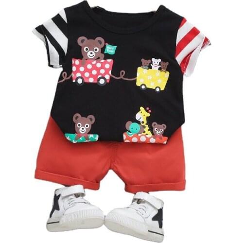 Summer Kids Fashion Clothes Children Boys Girls Casual T Shirt Shorts 2Pcs/sets Baby Infant Clothing Toddler Cartoon Tracksuit