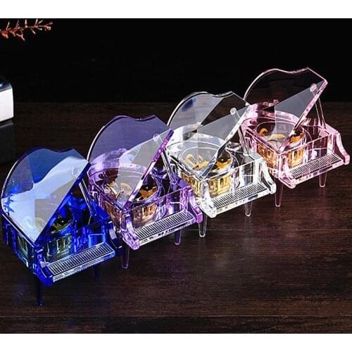 K9 Crystal Piano Music Box Eight Music Box Customize Frame Clockwork Romantic Creative Figurines Crafts Ornaments Birthday Gift