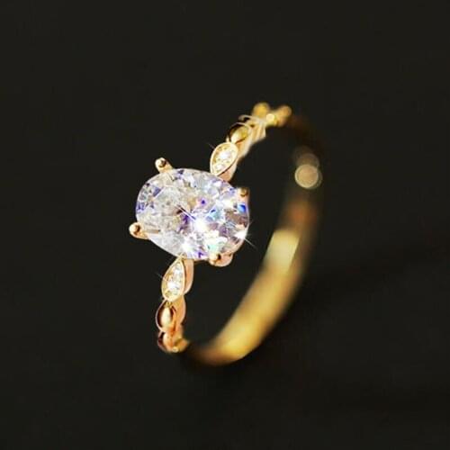 Ring For Womens Jewelry 14k Gold Rings White Pink Light White Champagne Zircon Oval Wedding Ring Birthday Party Fashion Jewelry