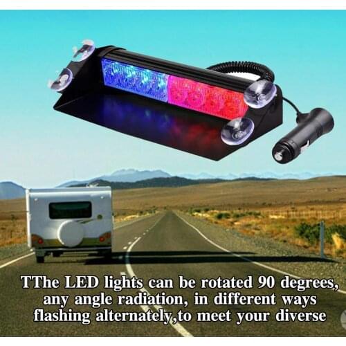 Red & Blue Flashing Lights Car Truck Emergency Flasher Running Flash LEDs Led Strobe Dash 8 Day Light Police Warning Lights B1Y8