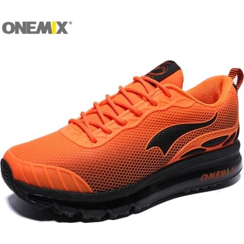 ONEMIX Mens Sneakers Breathable Zapatillas Hombre Outdoor Man Shoes in Orange Trail Running Shoes Walking Sport Gym Sneakers