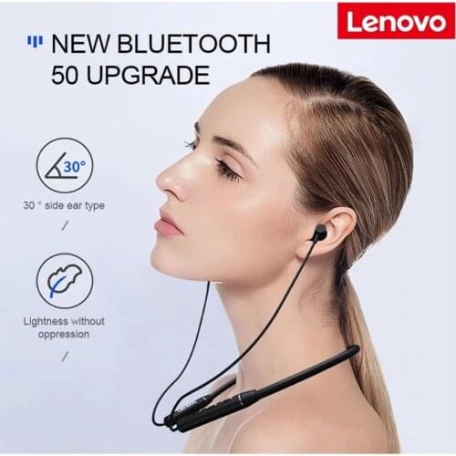 Lenovo Neckband Bluetooth Earphones QE03 V5.0 Wireless Sports Stereo Earbuds Magnetic In-ear Headset for Android iOS Phone