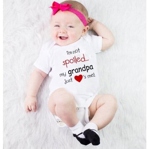 Lovely Baby Girl Boys Summer Clothes My Grandpa Love Me Printed Newborn Infant Baby Bodysuit Toddler Baby Funny Onesies Clothes