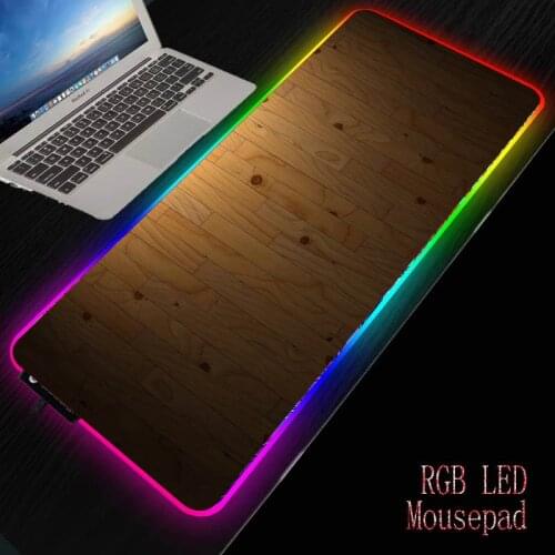 Mairuige Wood Texture RGB Large Gaming Mouse Pad GamerComputer Mousepad LED illumination Keyboard Desk PC Mause Pad With Backlit
