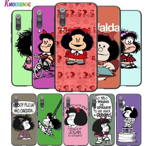 Lovely Hot Mafalda For Xiaomi Mi 8 9 10 11 10i 11i 10 10Pro 11Pro CC9 A3 9T 10T Lite Pro Se Ultra 5G Black Silicone Phone Case