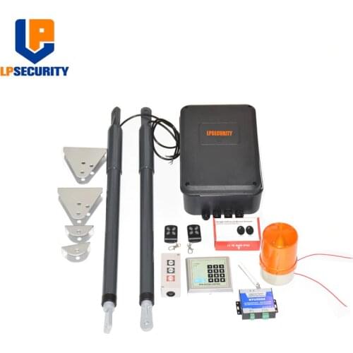 Double arms swing gate opener door motor kit with 2 remote ( photocells,warning light,push button,keypad, gsm operator optional)