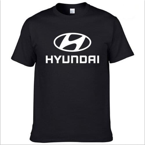 Mens Short Sleeve Hyundai Motor Car Logo T-shirt Summer casual male solid colour Cotton T shirts Fashion Harajuku Men Clothing