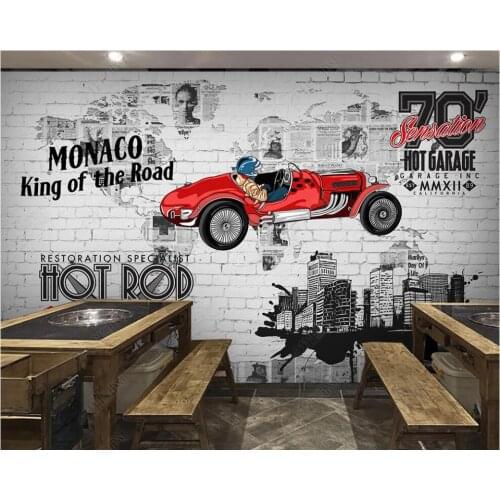 Custom photo mural 3d wallpaper Racing graffiti brick wall home decor living room wallpaper for walls 3 d in rolls