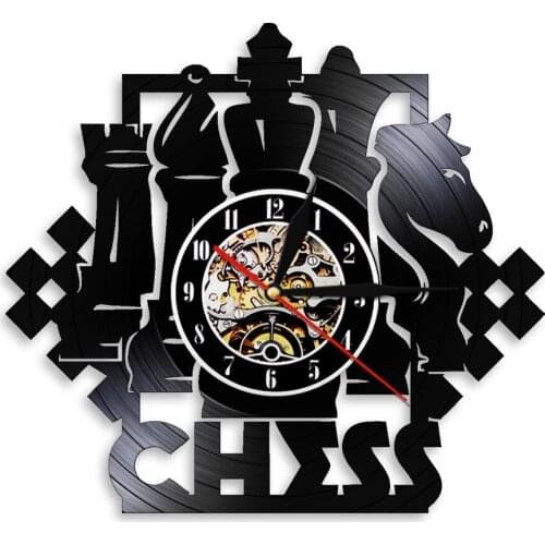 LED Light Wall Clock Chess Vintage Decorative Clock Retro Vinyl Record Silent Watches 3D Hanging Modern Design Home Decor