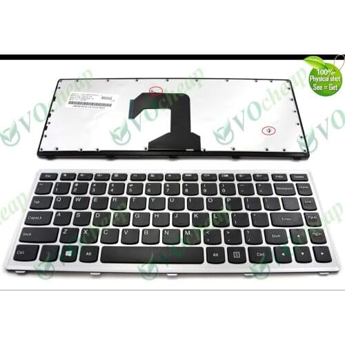 New US Notebook Laptop keyboard for Lenovo IdeaPad S300 S400 S400T S400u S405 with Silver FRAME Black Key V160425As1 Aer15U00310