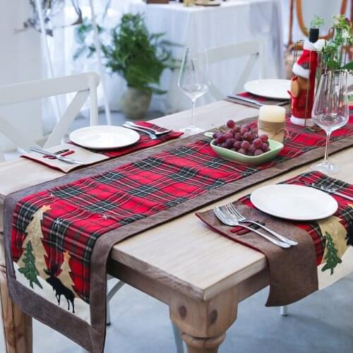 Creative New Christmas Table Runner Placemats Cotton polyester Scottish Plaid Table Mat Restaurant Table Cover Party Home Decor
