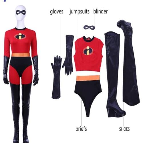 New Arrival The Incredibles Elastigirl Cosplay Costume Spandex Superhero Costume Halloween Outfit Jumpsuits Shoes
