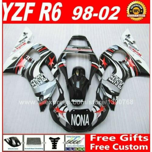 Cool fairing fit for YAMAHA YZF R6 98 99 00 01 02 plastic 1998 1999 2000 2001 2002 fairings kits free custom ICH