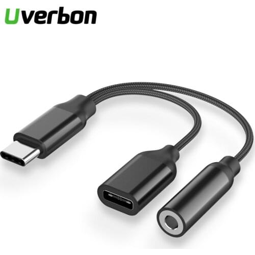 Type C to 3.5mm Charge Audio Adapter 2 In 1 USB C Splitter Headphone AUX Audio Cable for Xiaomi 6 8 Mix 2s Huawei Mate10 P20 pro