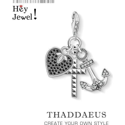 Cross Heart Anchor Charm Pendant Fit Bracelet 2020 Spring New 925 Sterling Silver Faith, Love, Hope Gift For Women Men Jewelry