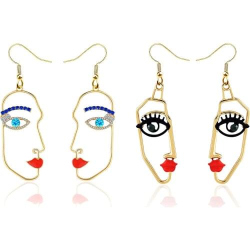 Hollow Human Face Earrings for Women Girls Abstract Art Face Earring 2PC Hypoallergenic Dangle Earrings Face Contour Jewelry
