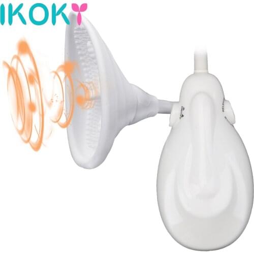 IKOKY Nipple Suck Cup Electric Vacuum Pump Vagina Pump Clitoris Stimulator Tongue Vibrators Sex Toys For Woman Sucking Vibrators
