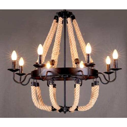 Vintage Rope Pendant Lights Lamp Loft Creative Personality Industrial Lamp MING