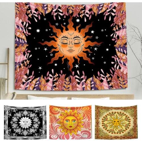 150X130cm Sun Tapestry Vintage Sun God Vines Floral Wall Hanging Decoration Beach Towel Decorative Blanket Tapestry Perfect Gift