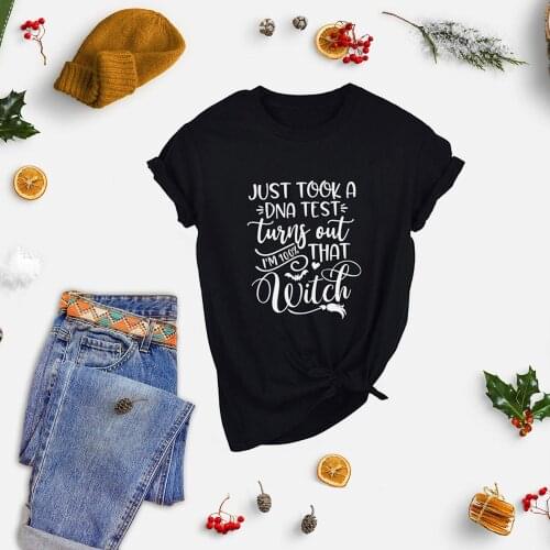 I Just Took A DNA Test Halloween I'm 100% That Witch Graphic Tee Womens Halloween T-Shirt Halloween Funny Shirt Tops Clothing