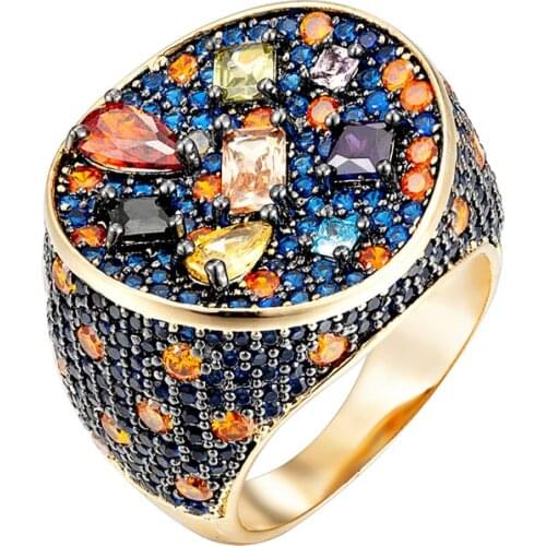 Zlxgirl jewelry High Quality Heterosexual cubic zircon female wedding ring for women Metal Dubai Gold copper finger rings aneis