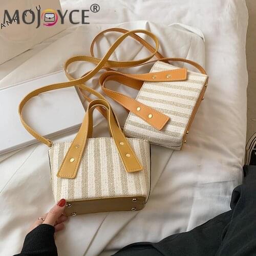 Women Stripe Printing PU Crossbody Handbag Stylish Shoulder Pouch for Women Summer Beach Vacation Small Handbag