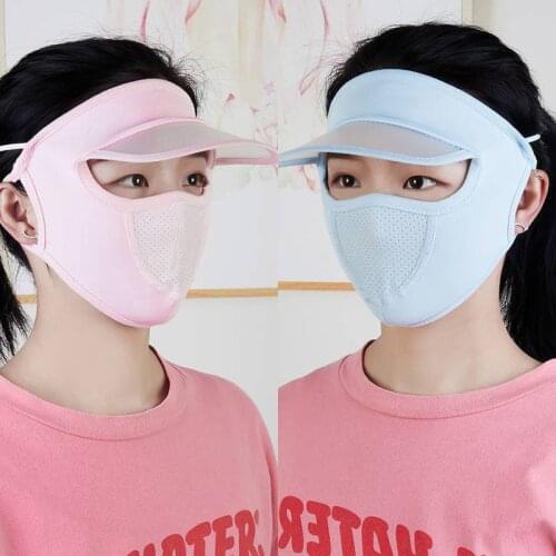 Women Thin Breathable Ice Silk Sunscreen Long Neck Full Face Mask Summer UV Protection Cycling Outdoor Beach Beauty Sun Hat 2021