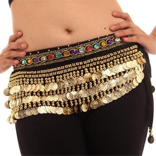 New Women Belly Dance Costumes Velvet Hip Scarf Wrap Belt Women Skirt Dancewear WIth 248 Coins