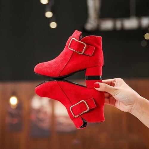 High-heeled snow boots for girls winter leather shoes for boys ankle boots for girls autumn boots 4 5 6 7 8 9 10 11 12 years