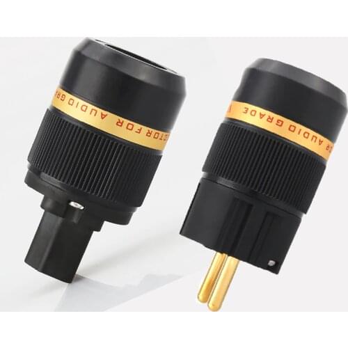 Viborg X Hifi audio Pure copper 24K Gold plated EU power cable Extension connector plugs adapter 1 pair